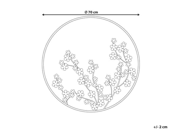 Väggdekoration Metall Svart ⌀ 70 cm Löv Blommor i Ram Väggkonst Modern Industriell Accessoar