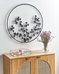 Miniatyrbild 2 av 5: Väggdekoration Metall Svart ⌀ 70 cm Löv Blommor i Ram Väggkonst Modern Industriell Accessoar
