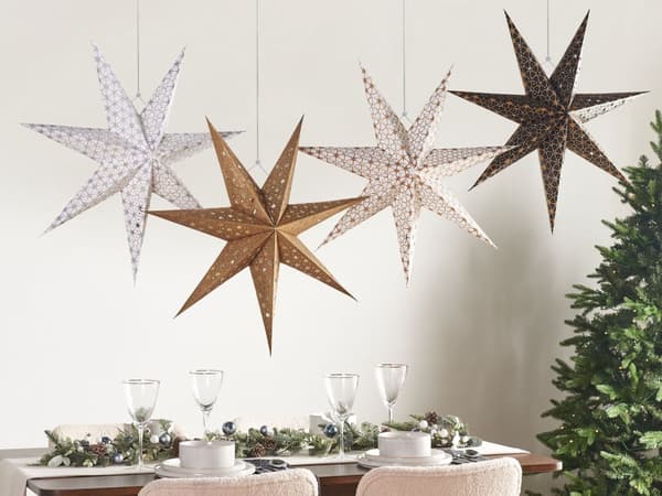 Julstjärnor 4 st LED Papper Julpynt Flerfärgad Set med 4 Stjärnor Julinredning Väggdekoration med Belysning Handgjord