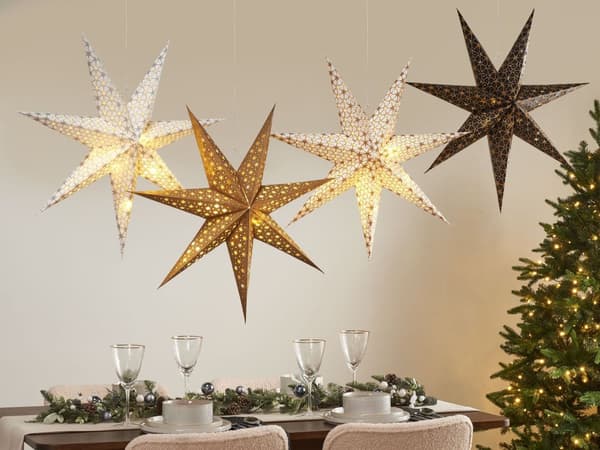 Julstjärnor 4 st LED Papper Julpynt Flerfärgad Set med 4 Stjärnor Julinredning Väggdekoration med Belysning Handgjord