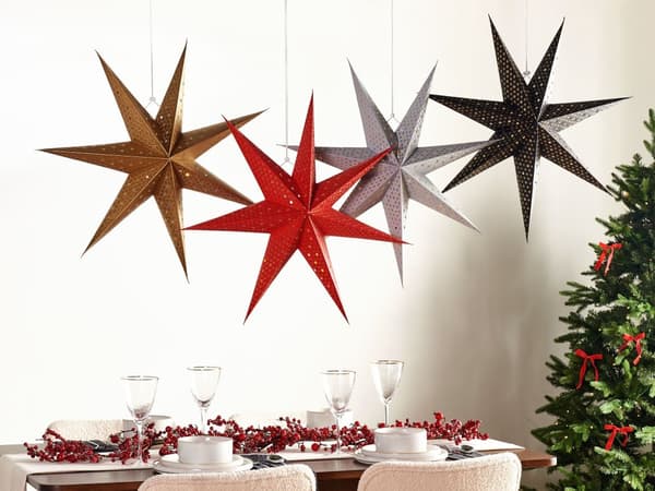 Julstjärnor 4 st LED Papper Julpynt Flerfärgad Set med 4 Stjärnor Julinredning Väggdekoration med Belysning Handgjord