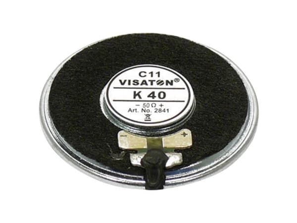 Visaton K 40, 1 W, Rund, 2 W, 50 O, 350 - 6000 Hz, Sort