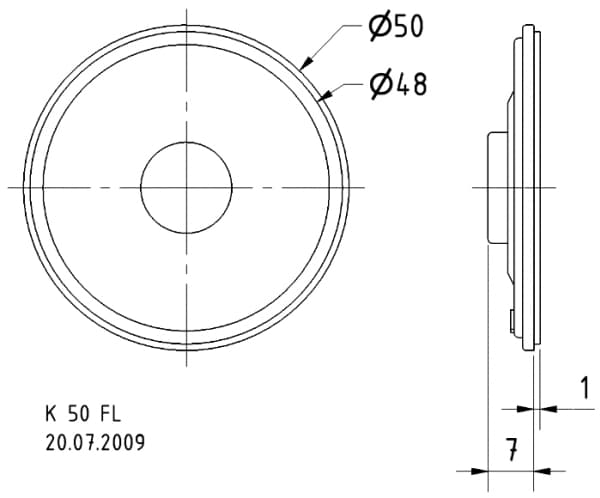 Visaton VS-K50FL-16, Kabel, 1 W, 150 - 20000 hz, 16 O, Svart