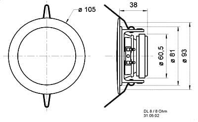 Visaton VS-DL8, 1.0 kanaler, 10 W, 90 – 18000 Hz, 8 O, Vit