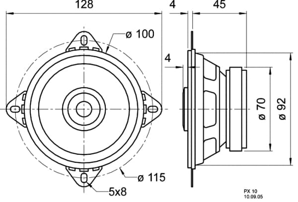 Visaton VS-PX10, 1.0 kanavaa, 20 W, 70 – 18000 Hz, 4 O, Musta