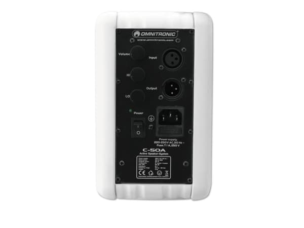 Omnitronic 11036717, 2-vägs, 2.0 kanaler, Kabel, 50 W, 50 - 20000 hz, Vit