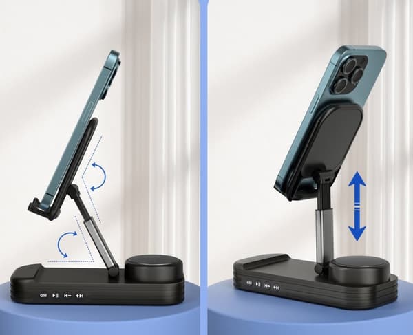 Trådløs Bluetooth-høyttaler med Justerbart Mobilstativ – 9T Batteritid