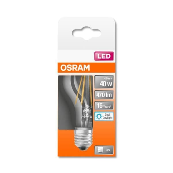 LED-lampa - OSRAM - E27 - 6500 K - 4,50 W - Ersättning 40 W Glödlampa
