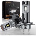 Miniatyrbild 1 av 4: Zethors 2PCS H7 LED-strålkastarlampor, 80W 16000 LM 6000K trådlös strålkastarkonverteringssats med fläkt, vattentät IP68(2PCS)