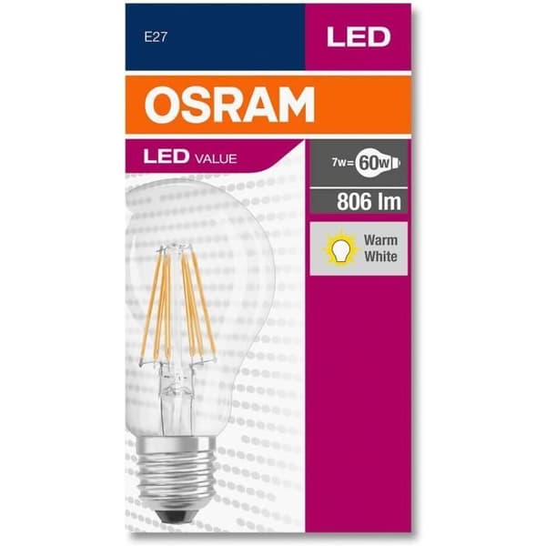 LED Värde CL A Fil 60 icke-Dim 7W/827 E27