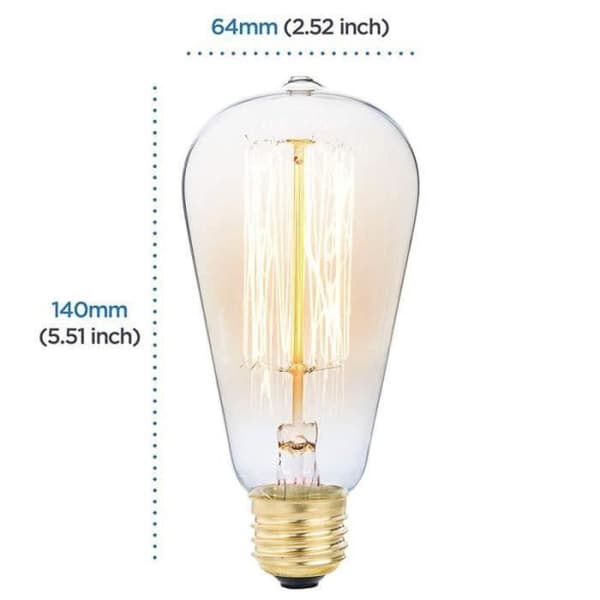 Edison glödlampa x6 - TEMPSA ST64 Vintage - 150 Lm - E27 - AC220V - 40W - Varmvit