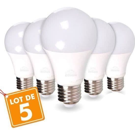 Set med 5 LED-lampor E27 9W eq 60W 806lm (Kallvit 6400K)