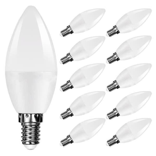 Förpackning med 10 st 5W LED-lampa E14 Basljus Varmvit 3000K 600lm AC220V-265V Motsvarande 40W Halogen Icke-dimbar glödlampa