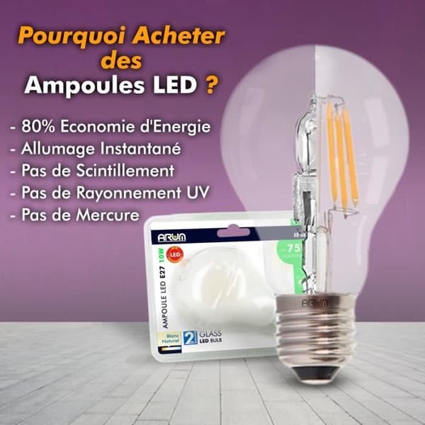 Set med 10 LED-lampor E27 7W eq 40W 470Lm - Neutral vit 4000K - Märke
