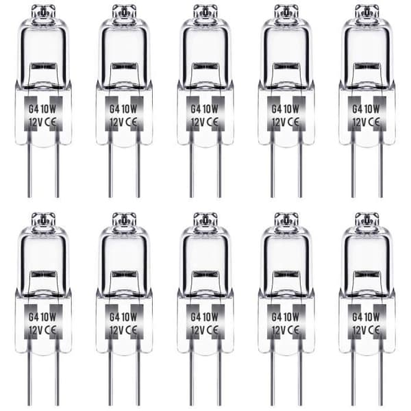 G4 halogenlampor, 12V 10W halogenstiftsbaslampa, 3000K varmvit, 350LM, dimbar, , 10 st.