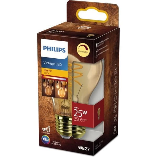 PHILIPS Standard LED-lampa E27 - 25W varmvit bärnsten - Kompatibel med dimmer - glas