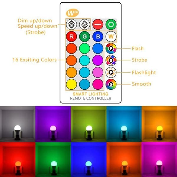 E27 RGBW 15W LED-lampa - ONEVER - Cool vit - Dimmer kompatibel