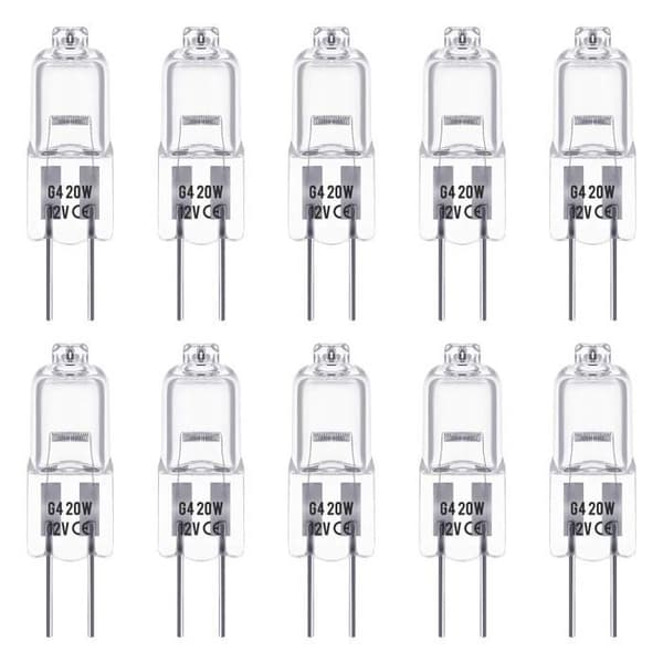 G4 halogenlampor, 12V 20W halogenstiftsbaslampa, 3000K varmvit, 350LM, dimbar, , 10 st.