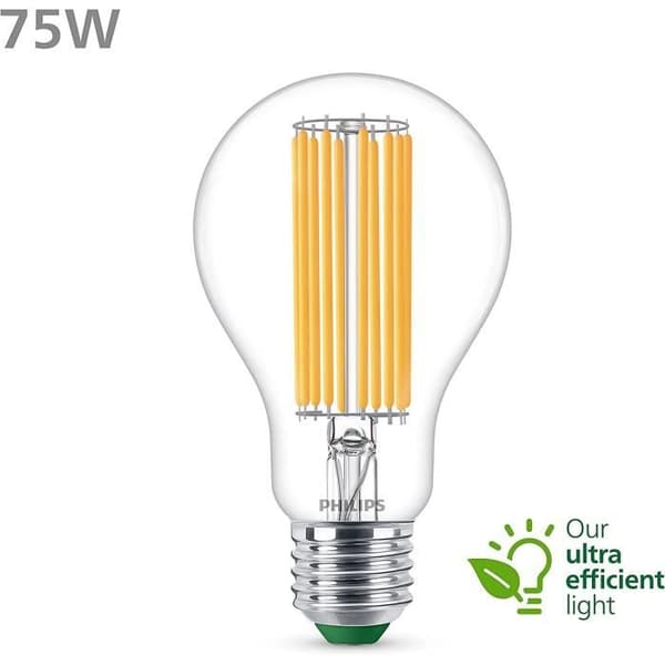 Philips LED klass A-lampa, 75W, 3000K, transparent, glas