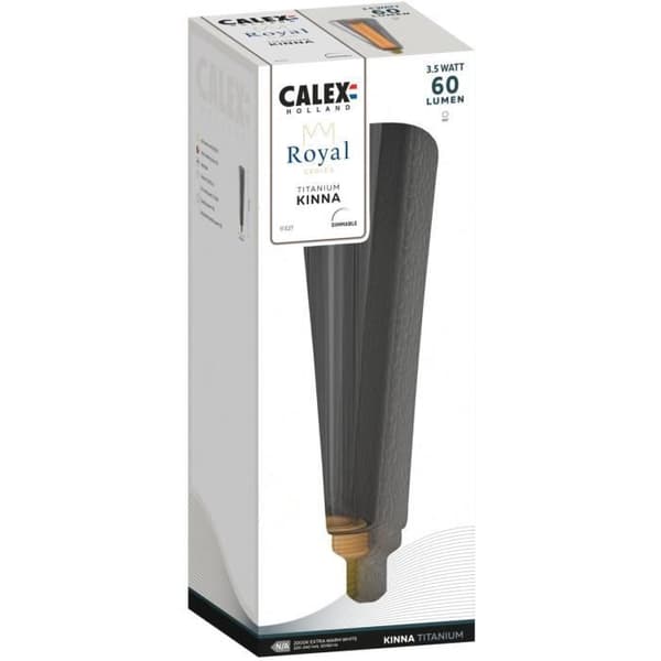E27 LED-lampa - CALEX - ROYAL KINNA - 3,5 W - 60 lm - 2000 K - Variabel intensitet - Titanium