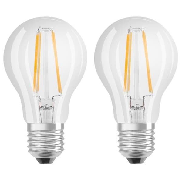 OSRAM Set med 2 E27 LED-lampor standard klar 6W motsvarande 60W varmvit