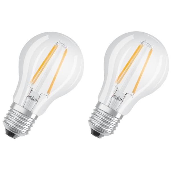 OSRAM Set med 2 E27 LED-lampor standard klar 6W motsvarande 60W varmvit