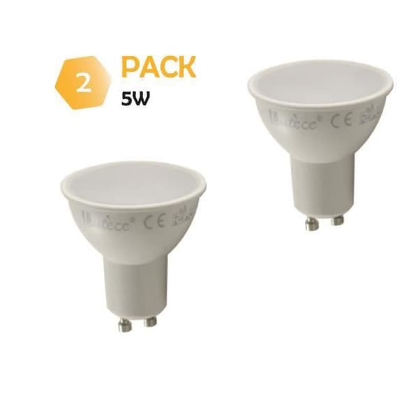 Set med 2 GU10 5W LED-lampor (50W ekvivalenter) 400Lm 3000K