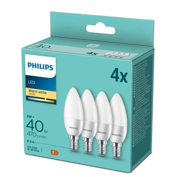 LED-lampa - Philips - DIS LED CANDELA 40W E14 2700K NON D PHILIPS BY SIGNIFY - Varmvit - 40 W - E14