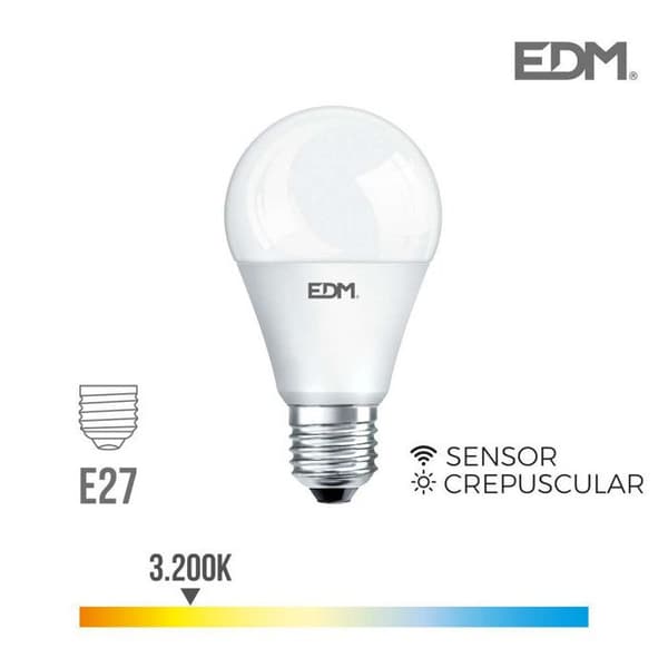 Standard LED-skymningslampa E27 10W 800 lm 3200K varmt ljus - EDM - 35387