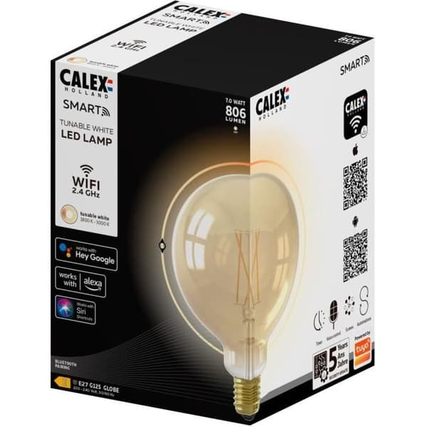 Ansluten glödlampa LED-lampa Amber Globe G125 E27 - CALEX - 7W - 806 lm - 3000 K - Variabel intensitet - Guld