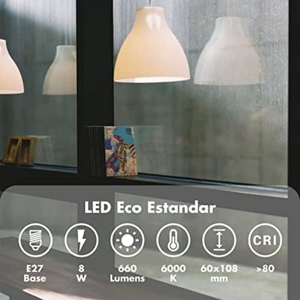 SILVER ELECTRONICS 1981727 LED-lampa, plast, E27, 8 W, vit