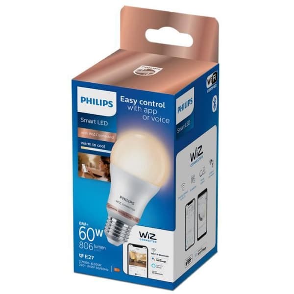 Standard LED-lampa e27 8w 2.700k-6.500k 806lm wifi philips wiz