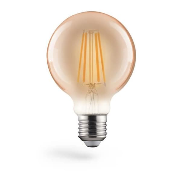 Amp. fila. LED, E27, 650lm 8W, vintage glob, inten. regl., blc chd