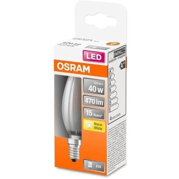 OSRAM LED flame glödlampa frostat glas 4W E14 470lm 2700K - Varm vit