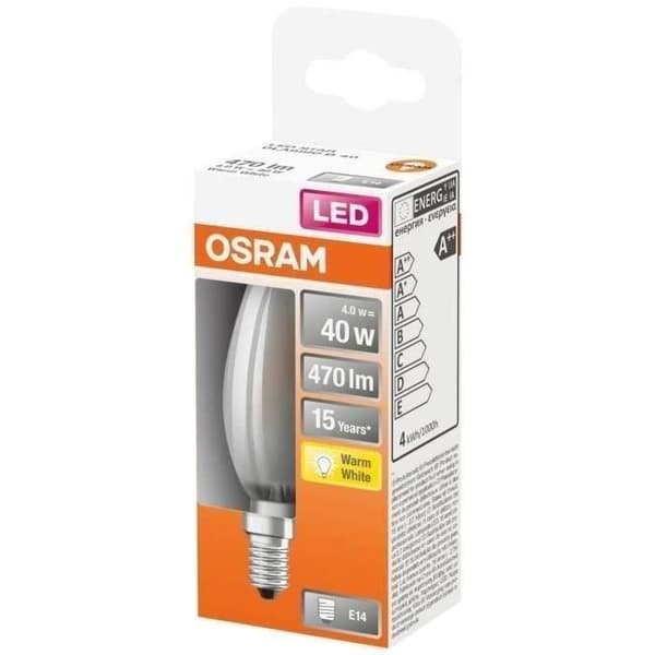 OSRAM LED flame glödlampa frostat glas 4W E14 470lm 2700K - Varm vit