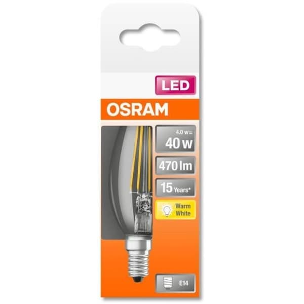 OSRAM LED-lampa Flame clear filament 4W=40 E14 varm