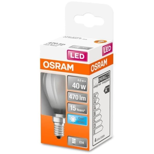 OSRAM Sfärisk LED-lampa frostat glas 4W=40 E14 kall