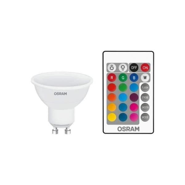OSRAM Spot LED RGBW variabel + fjärrkontroll 4,5W GU10 250lm 2700K varm - Förpackning av 1