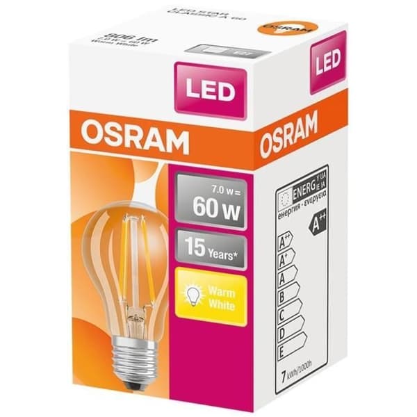 Standard klar LED-lampa glödtråd 7w60 e27 varm