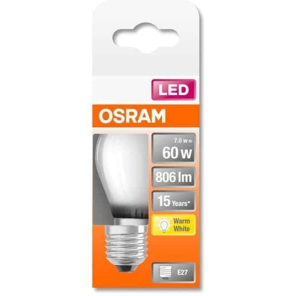 OSRAM Sfärisk LED-lampa frostat glas 7W=60 E27 varm