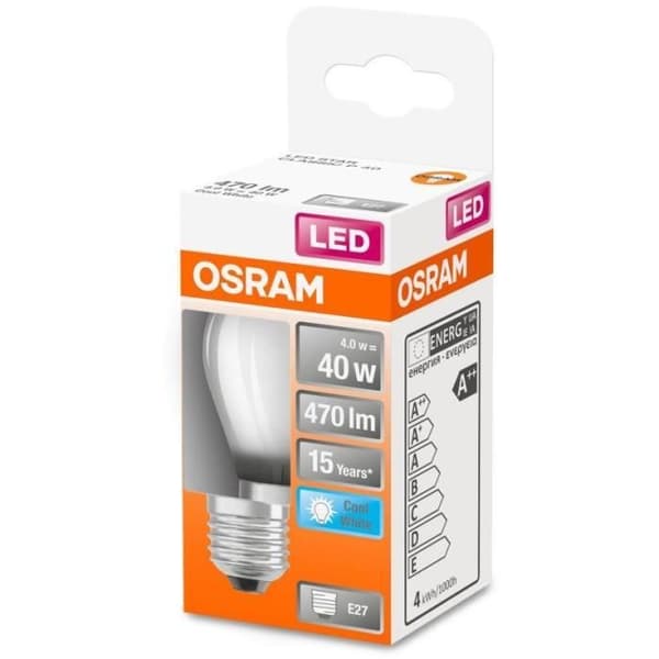 OSRAM Sfärisk LED-lampa frostat glas 4W=40 E27 kall