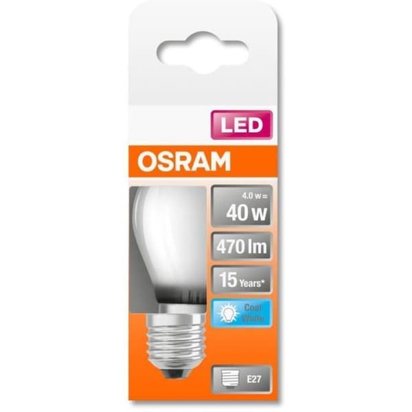 OSRAM Sfärisk LED-lampa frostat glas 4W=40 E27 kall
