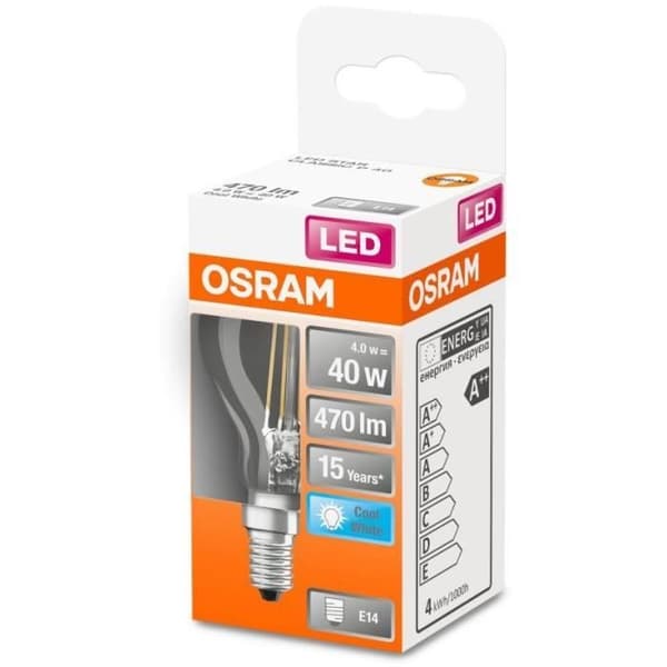 OSRAM Klart LED Spherical glödlampa 4W=40 E14 kall