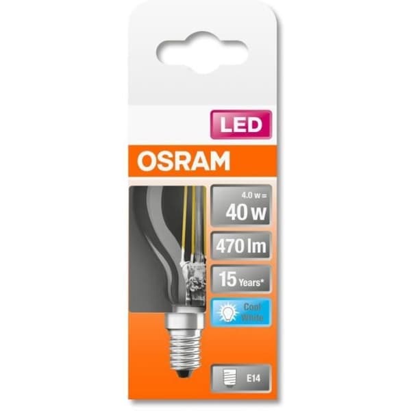 OSRAM Klart LED Spherical glödlampa 4W=40 E14 kall