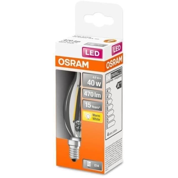OSRAM LED-lampa flame gale clear filament 4W E14 - Varmvit
