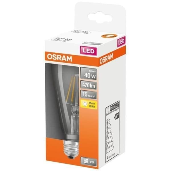 OSRAM Edison LED-lampa klar glödtråd 4,5W=40 E27 varm