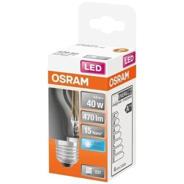 OSRAM - Klar sfärisk LED-glödtråd 4W E27 470lm 4000K kall