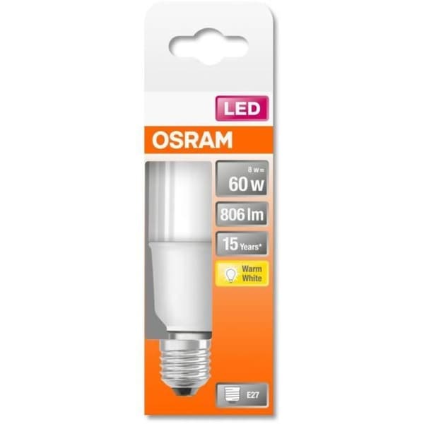 OSRAM Frostad LED-lampa med kylfläns 8W=60 E27 varm