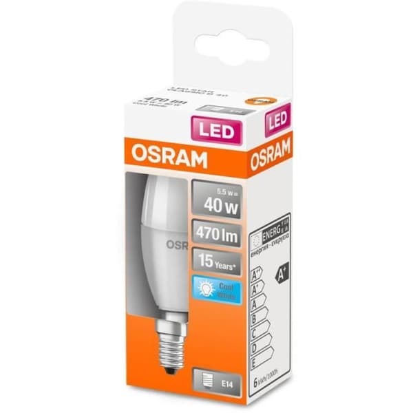 OSRAM Frostad LED-flamma med kylfläns 5,5W=40 E14 kall