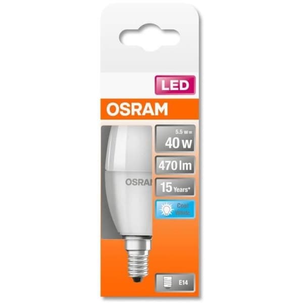 OSRAM Frostad LED-flamma med kylfläns 5,5W=40 E14 kall